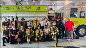 Today, Miami-Dade Fire Rescue (#MDFR) #Battalion1 joined Tim Roberto of Stomping Out the Stigma (SOTS) for the final leg of his 98-mile journey honoring the 98 lives lost in Surfside. Tim began his walk in Tequesta, Florida, and concluded the journey at the Surfside Memorial. Along the way, he stopped at MDFR Stations 10 and 21, and received a salute from our Fireboats as he reached his destination.� Stomping Out the Stigma is a 501(c)(3) organization that provides free counseling services to fi