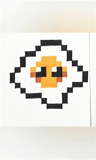 Cute Poached Egg 🍳 Pixel Art on Graph Paper | Easy Food Pixel Drawing #Shorts