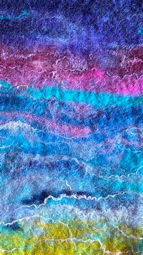 Sheron King on Instagram: "Another monthly delightful StitchIN session with a variety of interesting textile, mixed media and art projects. It’s all about community, slow stitch, inspiration, encouragement and friendship. Always with fresh coffees, teas and homemade cake - this time - apple flapjack and ginger flapjack ☕️. Cover this week is a felted landscape ( made at one of @madhattersstudio workshops) being worked into by @jooles_anne - - - - - #creativespace #artworkshops #community #slowst