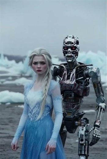 Frozen Logic: Elsa + Terminator T-800 Cyber-Queen Fusion! #aifusion