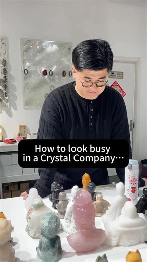Helmsman Crystal on Instagram: "📹Manager Matt’s Tutorial: How to look busy in a crystal company ✅Walk fast ✅Look for something (anything) ✅Check the “Right” Price ✅Pretend to wipe the crystal #funny #meme #crystals #crystalcommunity #healingcrystals #crystalshop #gemstones #crystalwholesale #FunnyVideos #LaughOutLoud"