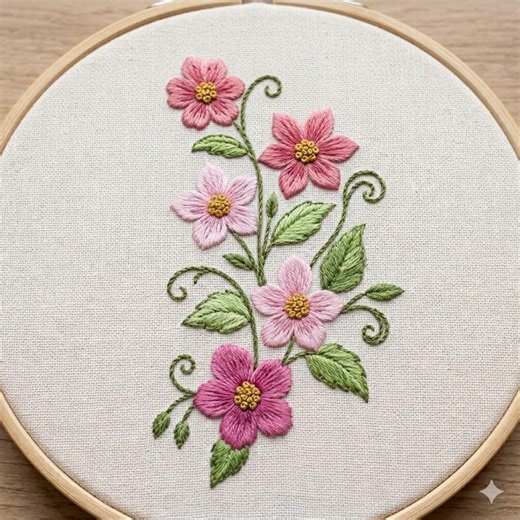 Pink Blossom Vine Hand Embroidery Design, Vine Flowers Embroidery Pattern PDF File - Etsy