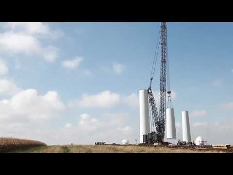 Wind Turbine Concrete Tower Erection at ACCIONAs Pioneer Grove Wind Farm