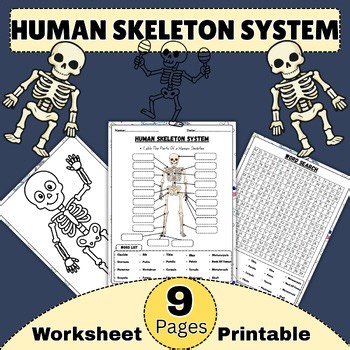 Human Skeleton System Activities | Skeletal System Worksheets, Labeling