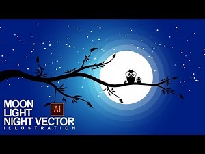 Moon light vector illustration for beginner : Adobe illustrator