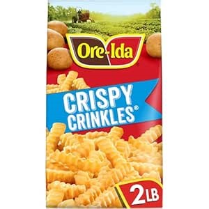 Ore-Ida Crispy Crinkles French Fried Frozen Potatoes, 1 Bag, for Easy Snacks and Dinner Sides, Gluten-Free, 32 oz