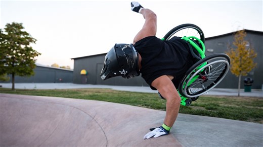 Wheelchair tricks show control and balance