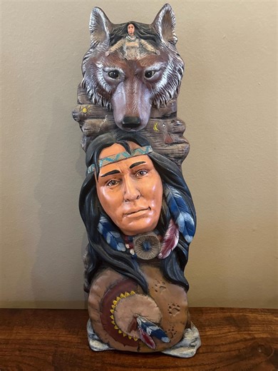 Hand Painted Ceramic Native American Totem Pole Inspired Statue - Etsy