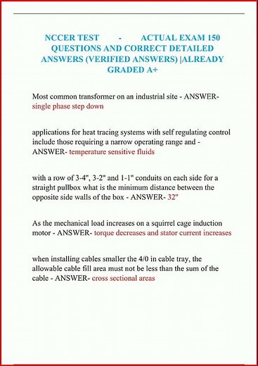 Nccer Test Actual Exam 150 Questions And Correct Detailed An video