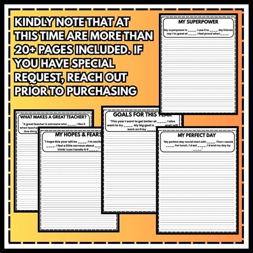 MEET THE TEACHER NIGHT PROMPT WRITING 2nd,3rd,4th,5th Grade