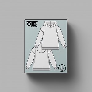 OTB Hooded Sweatshirt Vector Flat Technical Drawing Illustration Classic Blank Sketch Mock-up Template Design Tech Pack Cad - Etsy
