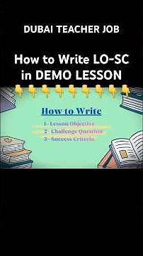 How to write lesson plan success criteria in Dubai teacher jobs for teacher #teacherdemo