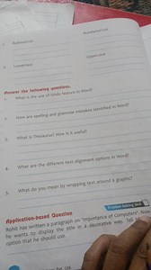 What is the use of the Undo feature in Word?How are spelling a... | Filo