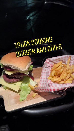 Truck Camping Cooking: Juicy Burger and Chips Recipe