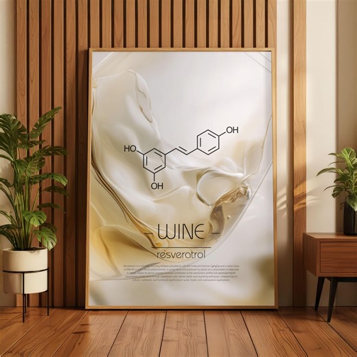 Resveratrol Molecular Structure Poster | Minimal Wine Chemistry Wall Art - Etsy