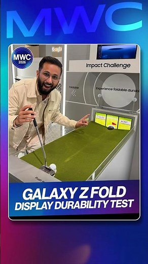 I hit a Samsung Foldable with a Golf Ball at MWC! Galaxy Z Fold Durability Test🤯 #Samsung #MWC2026