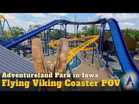 Flying Viking Roller Coaster Front-Row POV at Adventureland Park in Iowa