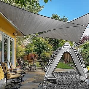 Amgo Heavy Duty 14' x 28' x 31.31' Grey Sun Shade Right Triangle Pro Ring Customized Size Shade Sail, 260 GSM Commercial Grade UPF50 Sunshade, Reinforced Corners & Edges - 5 Years Warranty
