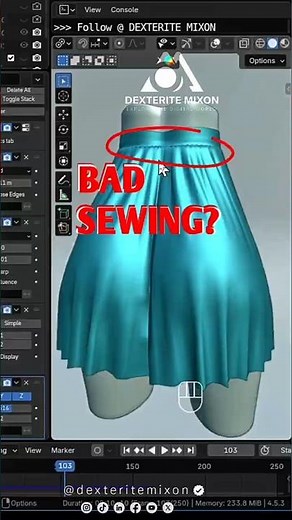 Fix sewing issue after cloth simulation in blender. #blender #clothsimulation