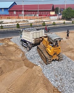 New Project!! Fantastic Construction of Foundation New Road Using Bulldozer and 5Tone Dump Truck | Bulldozer Cambodia