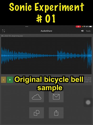 Sonic Experiment # 01, Bicycle bell sample is pitched down by 3 octaves but stretched 64 times. Creating this slow drone type large bell sound! Both samples are part of my Patreon Reward pack 31 - Bicycle Bells. #dronesounds #soundeffects #sfx #processingaudio #pitchshifting #bicyclebell #samplertok