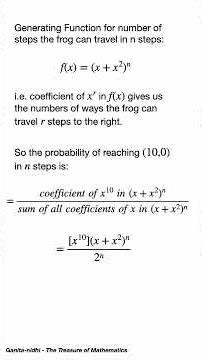 The Jumping Frog and Probability #maths #combinatorics #generatingfunctions