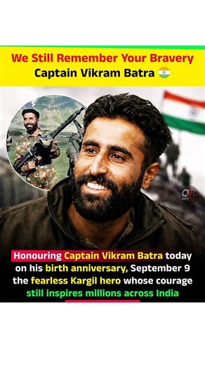 🇮🇳 Remembering Captain Vikram Batra’s Bravery! A True Kargil Hero 🫡❤️