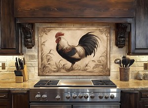 Rustic Rooster Tempered Glass Kitchen Backsplash, Farmhouse Decor - Etsy