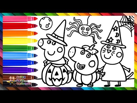 Draw and Color Peppa Pig During Halloween 🐷🎃👻🦇🕸️🧙‍♀️ Drawings for Kids