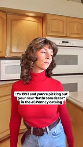 She couldn’t resist a carpeted toilet, sink skirt, or a bold floral Priscilla shower curtain 🤭 (Part 2) 📖: JCPenney catalog (1992-1993) #millennials #genx #90snostalgia #the90s #90sthrowback | Becky Strasburger