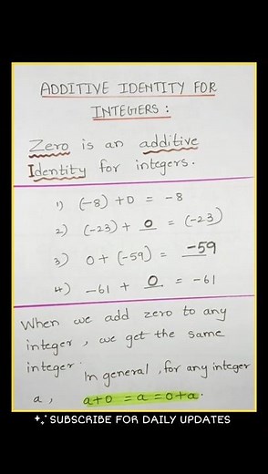 Additive Identity | and Properties of Integers | Maths for 7