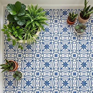 Vinyl Flooring Sheet Lino in Blue and White Portuguese Azulejos Porcelain Tile Effect Pattern - Etsy