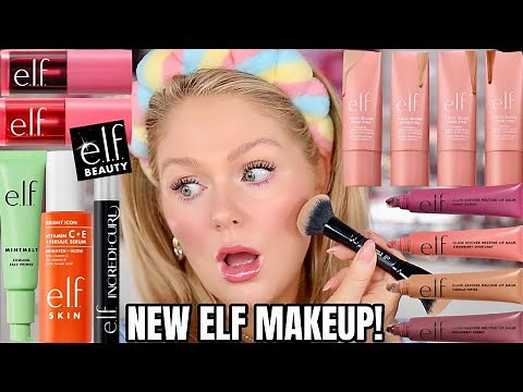 I Tried ALL *NEW* elf Makeup 🤩 Elf Halo Glow Skin Tint, Blush & Lip Tint, Incredi-Curl Mascara &more