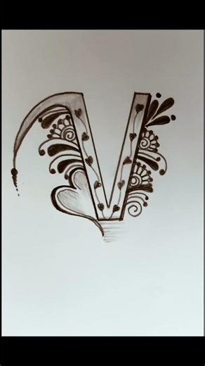 Beautiful and easy V letter drawing ❤️❤️ #shorts #shortsfeed #youtubeshorts #letterdrawing #sketch