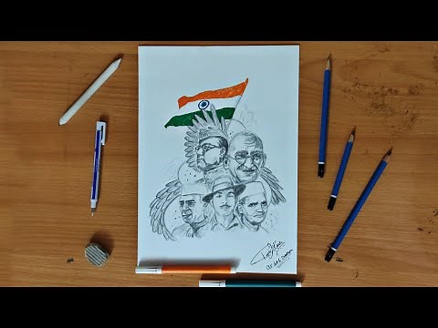 Republic Day Drawing | Freedom Fighters Drawing | Independence Day Drawing | RK Art And Creations