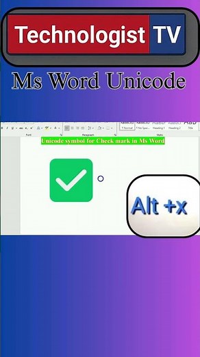 unicode symbol for check mark in Ms word #technologisttv #windows #microsoft #Coding