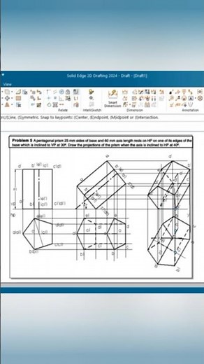 Pentagonal Prism: Projection of Solids #projectionofsolids #engineeringdrawing # #caed