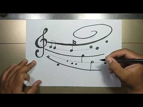 How to draw MUSIC NOTES step by step