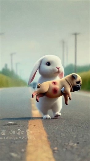 The rabbit saved the puppy." 🐇🐶#shorts #cartoon #kids #cat #dog#usa