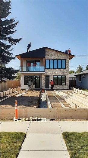 Modern Home Construction Stunning Exterior and Front Yard Transformation ✨