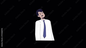 Tired napping employee male indian line 2D character animation. South asian man sleeping on workplace flat color cartoon 4K video, alpha channel. Exhausted animated person on transparent background Stock Video