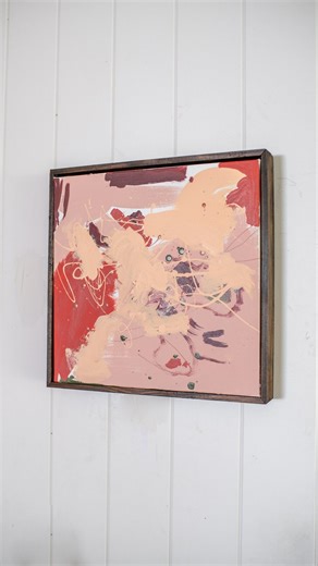 Geneva Vanderzeil on Instagram: "$10 handmade gift! Ok maybe you recoiled at the thought at kids art as a gift buttttt hear me out! With a cute framed canvas, good quality paint (cc @benjaminmooreaustralia) andddd the right colours you could actually have a masterpiece on your hands! I found this canvas at @bunnings for$10 and knew it had potential, Bobbie went wild with paint and it turned out so cute! I stained it are she had painted it elevate it even more, I love it and kinda don’t want to g