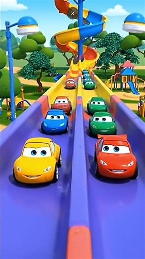 Toy Car Slide Race! 🚗 Colorful Cars Zoom Down the Slide