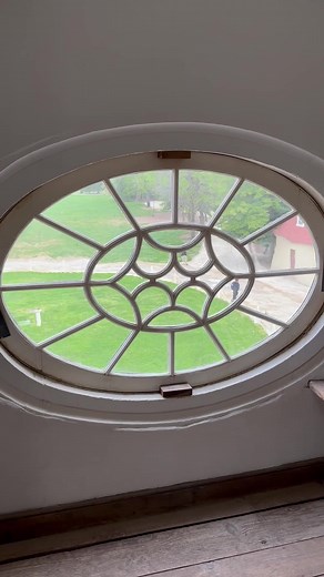 16K views · 668 reactions | In 1778, George Washington added an imposing triangular pediment to the west front of the Mansion. A complex oval or ox-eye window at the center draws the eye upward to the pediment. The shelving inside the space is original and confirms the room was a storage space, most likely a china storage closet. | George Washington's Mount Vernon | Facebook