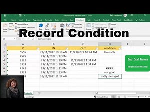 Record condition when barcode items scan in Excel