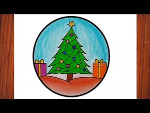 "Easy 🎄 Christmas Tree Drawing/Step By step Christmas Drawing For Beginners/Colouring Tutorial/ "