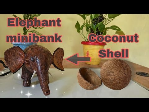 How to make Coconut shell Mini-bank in elephant shape
