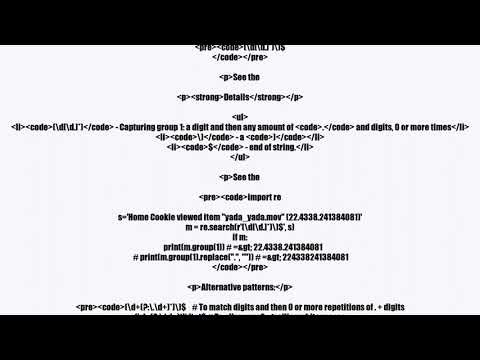 Parsing digits and decimals out of string with re