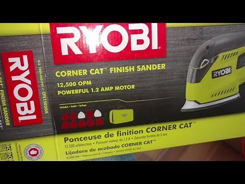 Ryobi corner cat iron shapped orbital finishing sander use and review. CFS1503GK - VOTD