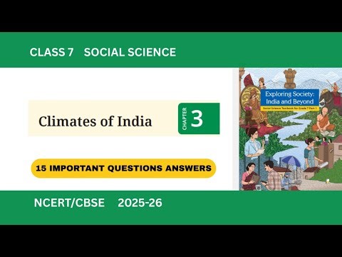 Class 7 Social Science I Chapter 3 Climates of India I Important Questions Answers I NCERT